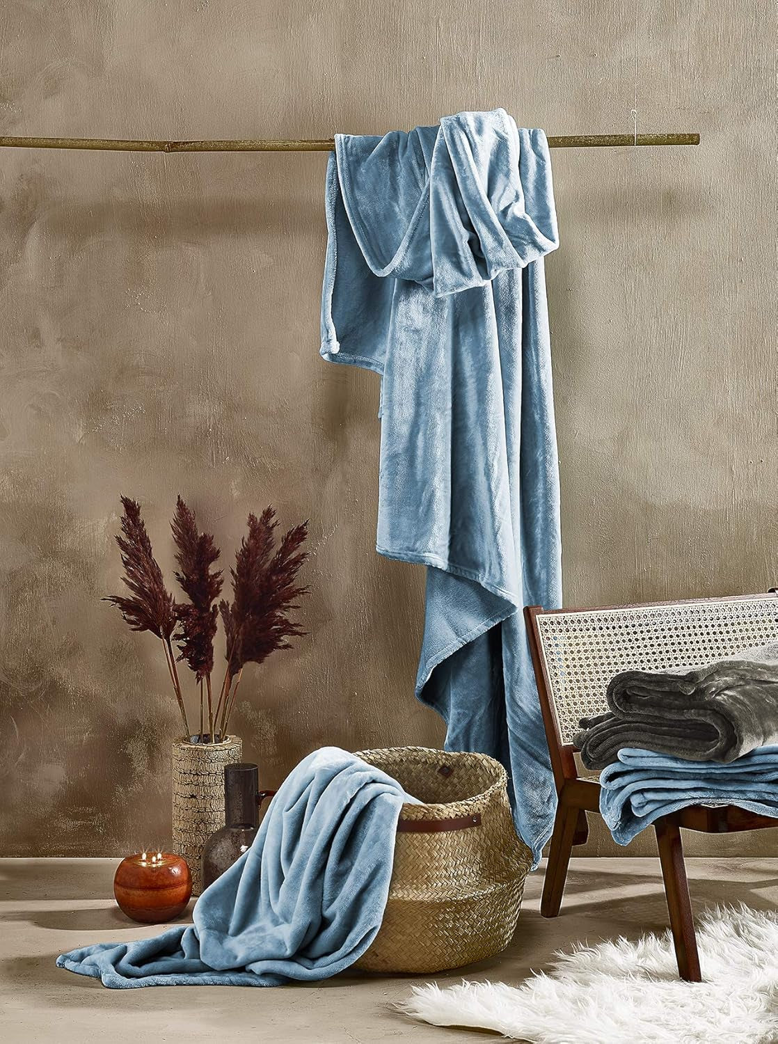 Comfortabele deken, polyester, blauw, 150 X 200 Cm Bedden en Dekens De Witte Lietaer