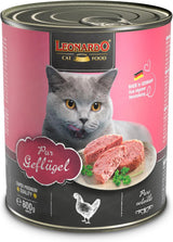 LEONARDO Nassfutter für Katzen, Geflügel puur, 6X 800g dosis, Katzenfutter getreidefrei, Alleinfutter, Made in Germany