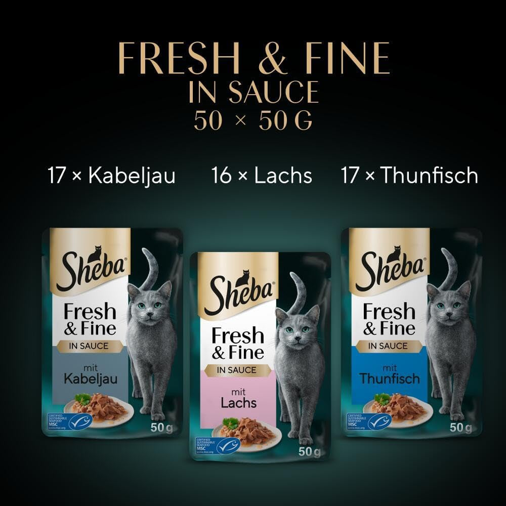 Sheba CATCARE Zak Nat Vers & FIJN (Vis) Stukjes in saus Volwassen 50g Multipack Standaard