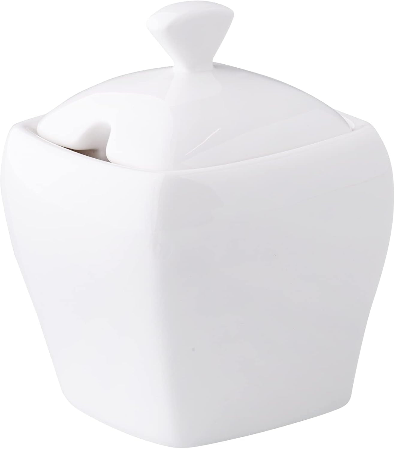 AMBITION Theepot met deksel 120 ml golvend design porseleinen schaal met lepeluitsparing Vaatwasmachine- en magnetronbestendig