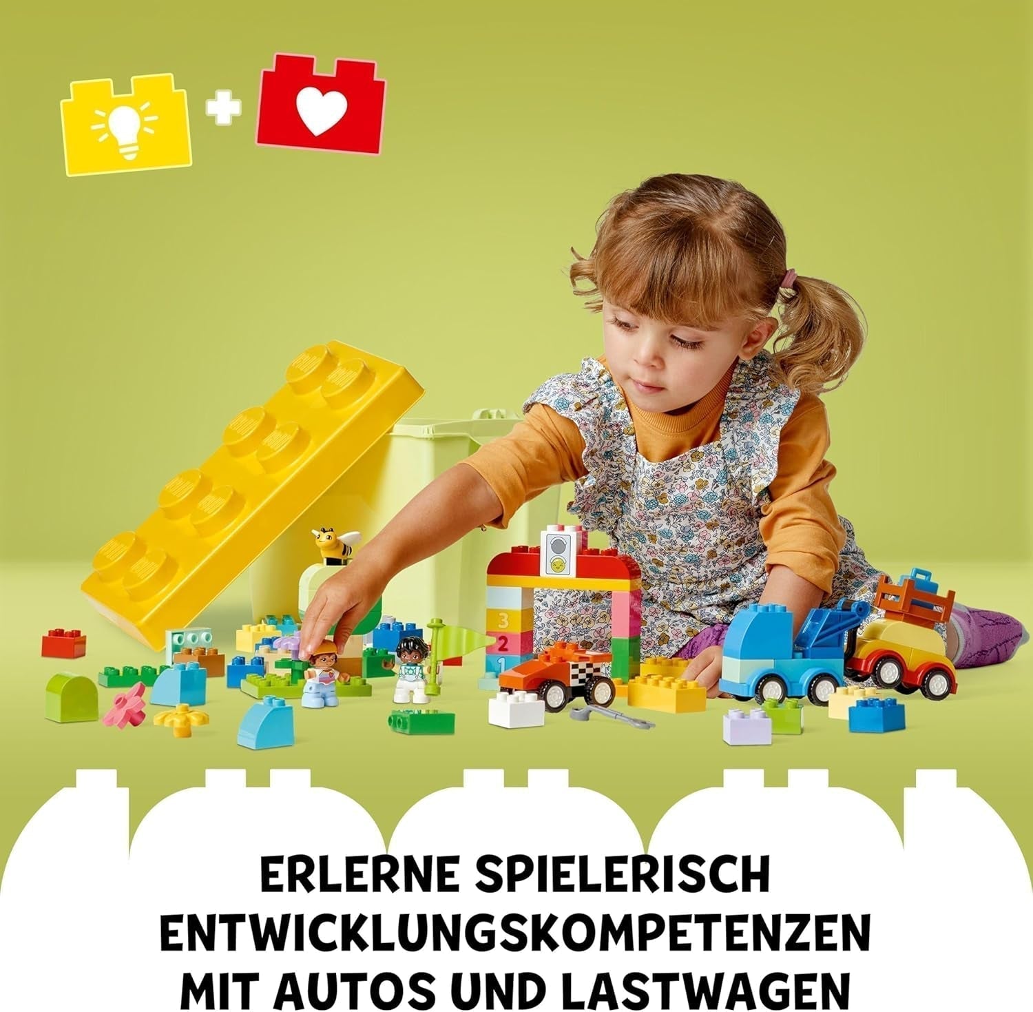 LEGO DUPLO Klassieke stenen doos, auto's en vrachtwagens, voertuigspeelset voor kinderen vanaf 1,5 jaar, creatief leerspeelgoed, autospeelgoed en raceautoset 10439 Bouwsets Besuche in LEGO-Store