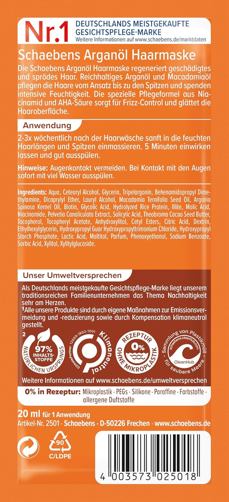 Haarmasker met arganolie - frizz-control - voor beschadigd en kwetsbaar haar VEGAN Haarmasker Naty Shop