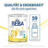 BEBA 2 - Opvolgmelk na 6 maanden, met 5 HMO-complex, leeftijdsafhankelijk eiwitgehalte, lactosevrij, palmolievrij, visolievrij, babyvoeding, babymelkpoeder, verpakking van 3 (3 x 800 g)