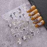 JMEOWIO 6 Blatt 3D Nagelsticker Frühlings Blume Nail Art Sticker Selbstklebend Nagelaufkleber 5D Stereoskopisch Bunte Sommer Blumen Decoratie Nageldesign Zubehör