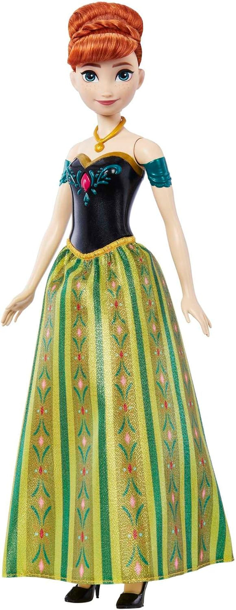 Mattel Disney Frozen zingende Anna-pop - fragment van een liedje van 30 seconden, klassieke kasteeloutfit, afneembare zachte rok, kambaar haar, voor kinderen vanaf 3 jaar, Duitse versie, HMG41