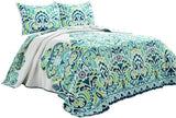 Lush Decor Clara dekbed, katoen, turquoise en mandarijn, Full/Queen Dekbedden en dekbedden Naty Shop Blauw/groen King size