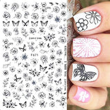 JMEOWIO Nagelsticker Schmetterling 8 Blätter Nagelaufkleber Selbstklebend Blau Schwarz Gold Schmetterling Nail Art Decoratie Nagel Design Zubehör