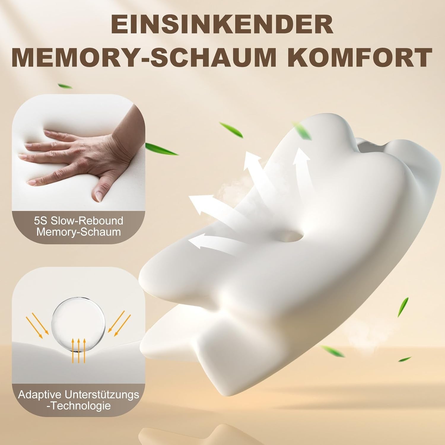 Ergonomisch zijslaperkussen - nekkussen Nek- en schouderpijnondersteunend kussen Orthopedisch traagschuim neksteunkussen voor buik Rug- en zijslaper met neksteun Cervicale orthopedische kussens Naty Shop