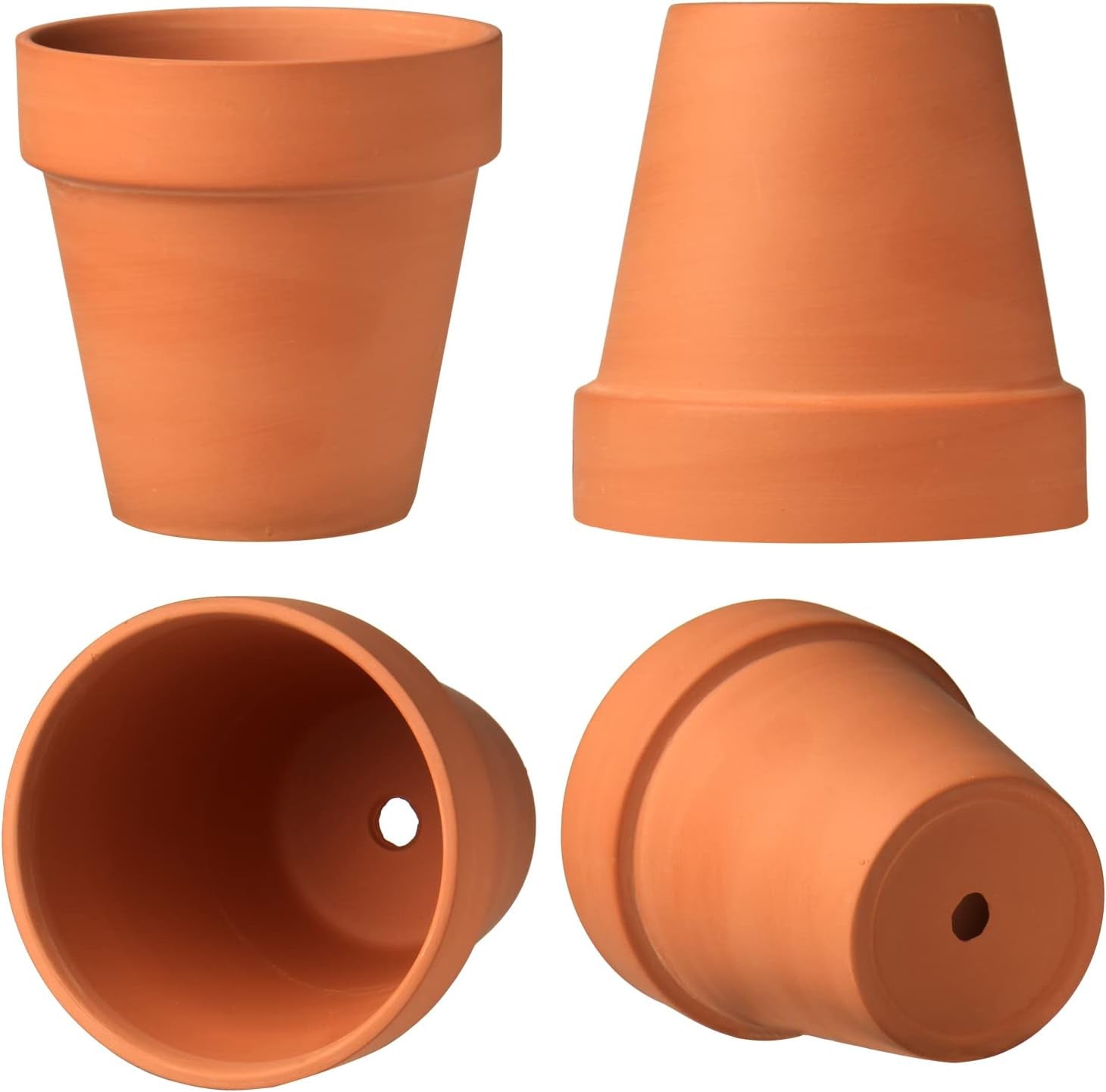 Hollyone 8-delige kleine terracotta plantenbakkenset, 8x8cm ronde kleipotten met plaat en afvoergat, kleine plantenbakken met lade, terracotta succulente potten voor kamerplanten, keramische plantenbakken