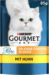Gourmet Perle Select Strips Natvoer voor katten met kip, 26 stuks (26 x 85 g)
