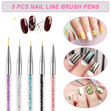 Sullarpek Nail Art Pinsel, 5 Stück Nageldesign Pinsel, Nail Art Dotting Tools, Nail Art Liner-Pinsel, Zum Herstellen Von Nagellack, Punktieren, Feinmalerei, DIY