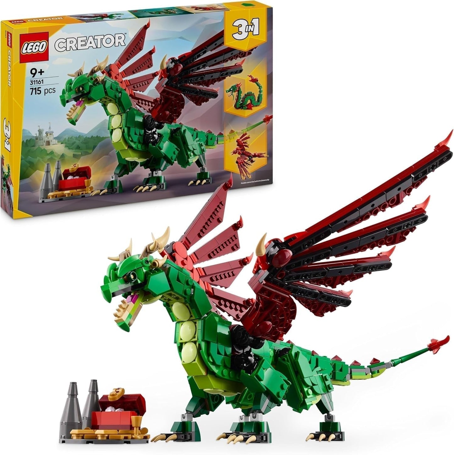 LEGO Creator 3In1 Groene Draak - Speelgoed - Kan worden omgezet in een zeeslang of Feniks - Dierenbouwspeelgoed voor kinderen - Cadeau voor jongens en meisjes vanaf 9 jaar 31161 Bouwsets Besuche den LEGO-Store Standaard titel