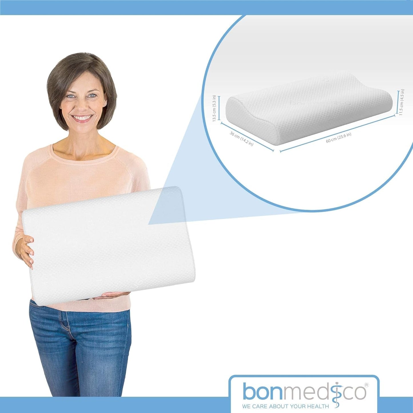Bonmedico Groot Ergonomisch Kussen - Orthopedisch Neksteunkussen - Nekkussen voor Zijslapers, Rugslapers - Memory Foam Kussen - Slaapkussen voor Volwassenen - Wellness Geschenken Cervicale Orthopedische Kussens Naty Shop