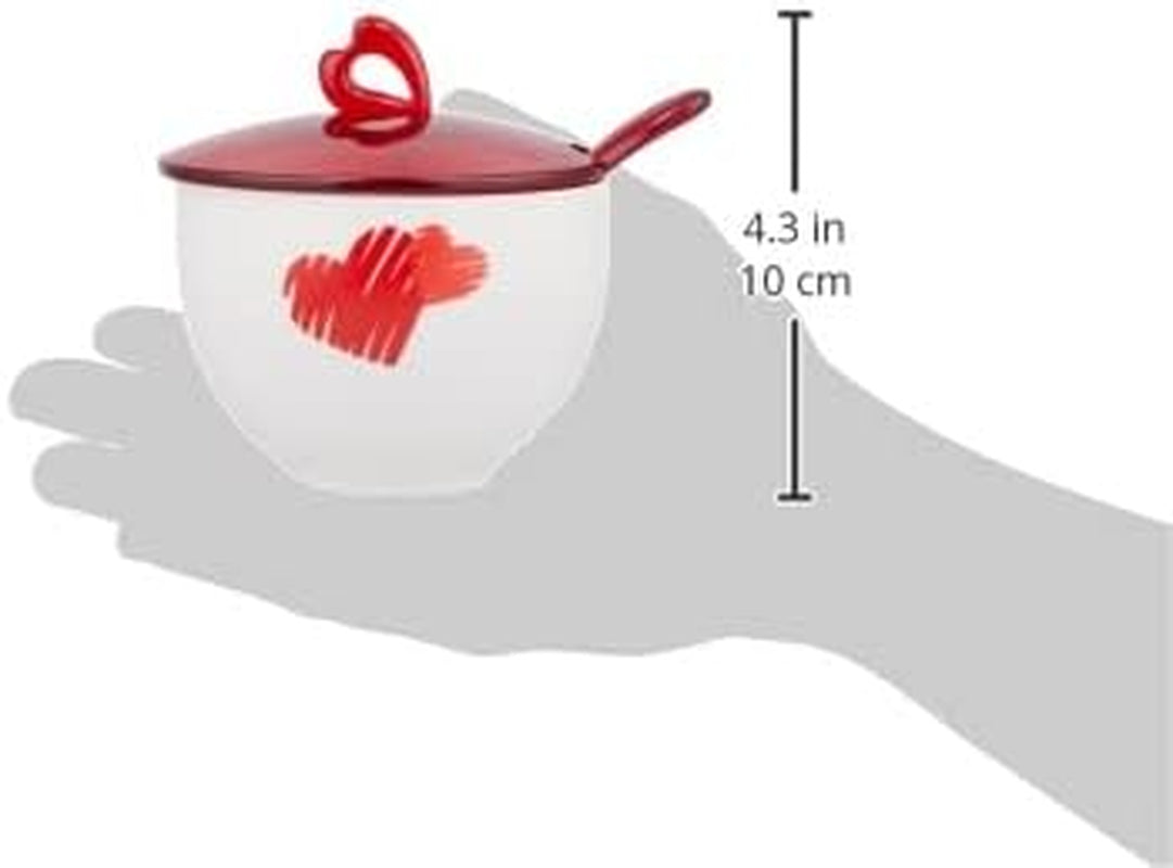 Guzzini - Love, suikerpot met lepel - transparant rood, 12,6 x 12,6 x h9,8 cm | 200cc-11470065