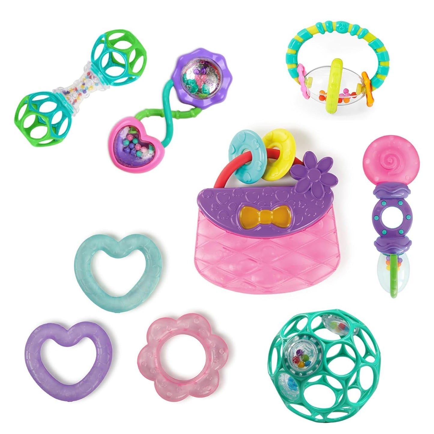 Bright Starts Little Shakers 6-delige cadeauset - Babyrammelaars en bijtringen BPA-vrij Gemakkelijk te vangen Unisex Newborn+