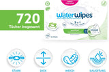 WaterWipes Sensitive+ Hydrating Boost Vochtige doekjes, Hydraterende doekjes, 720 stuks (12 stuks), 3 in 1 Schoon, Verzorgend, Hydrateren, 99% Aloë Vera Water, Ongeparfumeerde babydoekjes