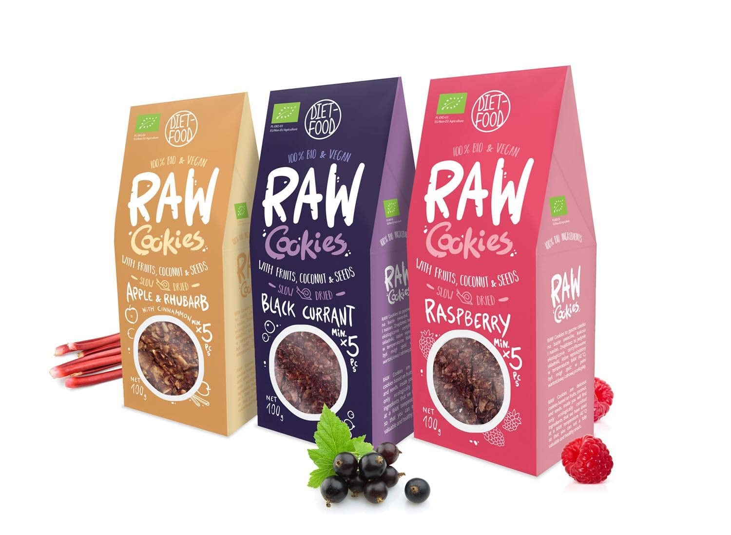 DIET-FOOD RAW Biologische zwarte bessenkoekjes Gezonde snack Heerlijke kantoorkoekjes Conserveermiddelvrij 100 g (1 pak)