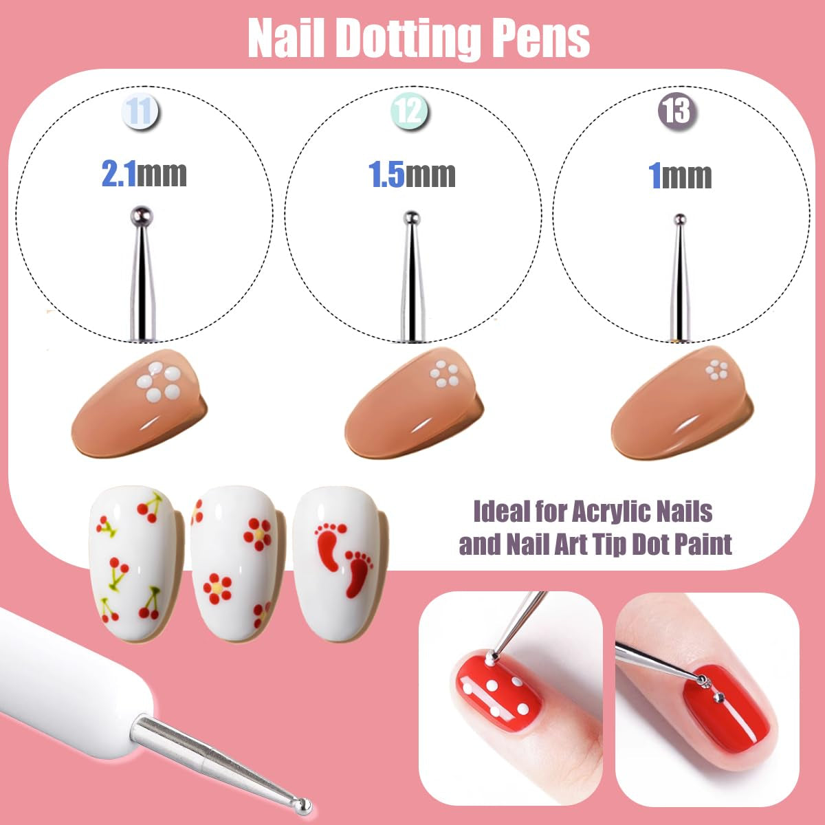 10 Stück Nail-Art-Pinsel, Nagel-Gel-Nagellack-Malpinsel, Zeichenstift, Nagel-Liner-Pinsel en Nagel-Dotting-Stift voor Gel-Nagellack, DIY, Maniküre, Salon Zu Hause
