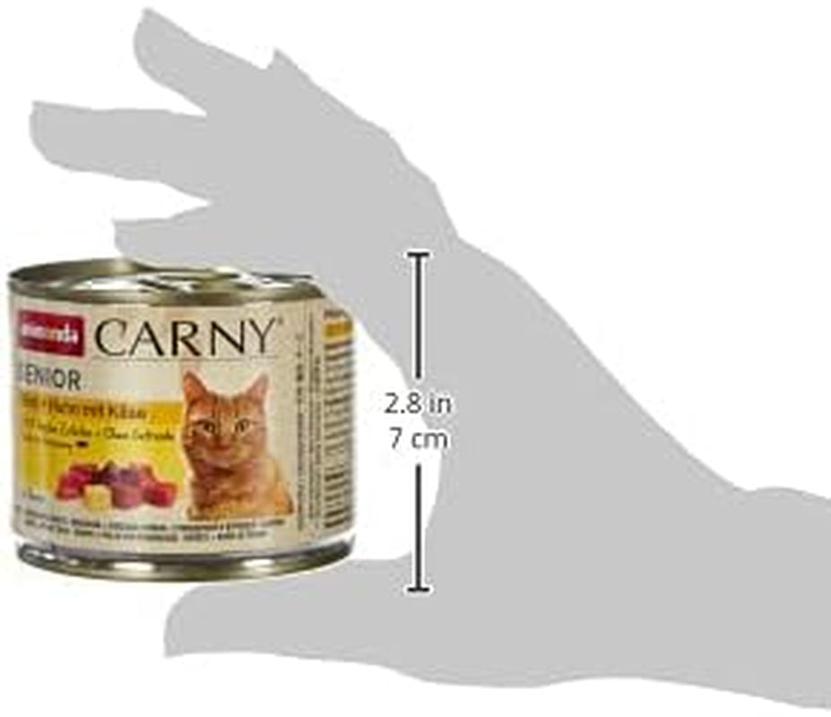 Animonda Carny Senior Natvoer voor katten met rundvlees + kip + kaas (6 x 200 g), graanvrij en suikervrij natvoer voor katten vanaf 7 jaar, met verse en vlezige ingrediënten