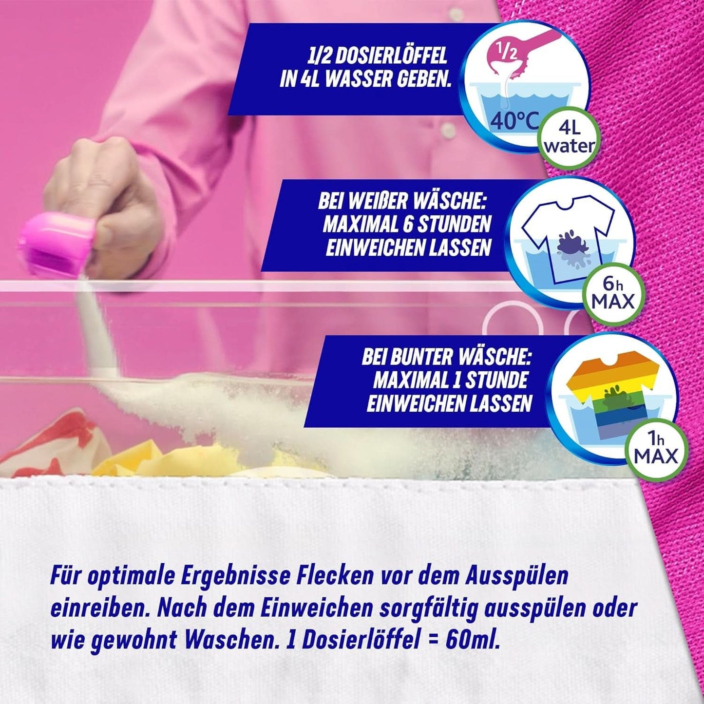 Vanish Oxi Action Poeder Roze - 1,125 Kg - chloorvrij vlekverwijderings- en wasverbeteringspoeder - voor gekleurde was Wasmiddelen Naty Shop