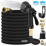 15 m flexibele uitschuifbare tuinslang, flexibele waterslang met 8 sproeifuncties, 1/2 inch tot 3/4 inch flexibele tuinslang, voor tuinbesproeiing, autowassen, wassen en besproeien