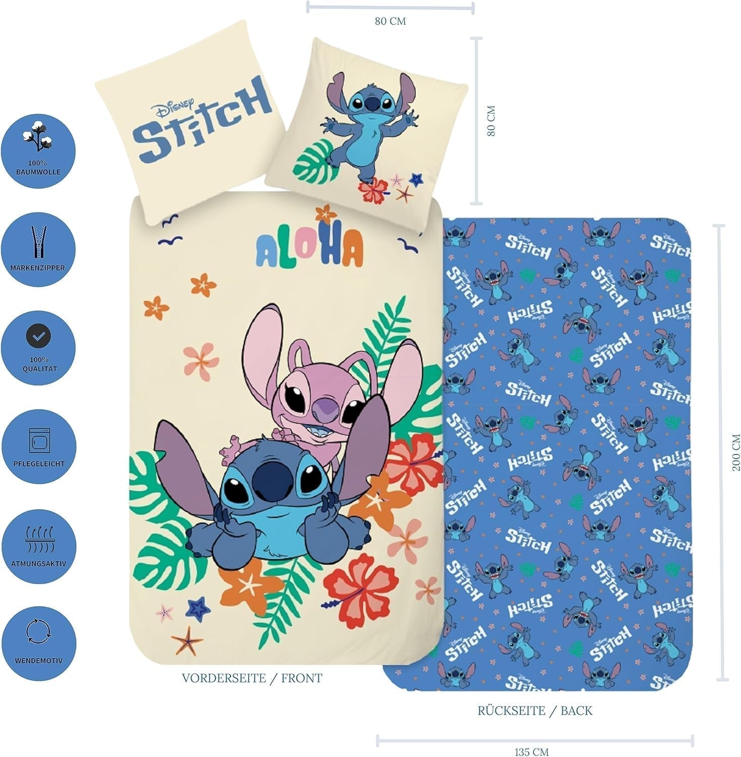 Beddengoed voor kinderen en tieners, Stitch Beddengoed - kinderen Naty Shop