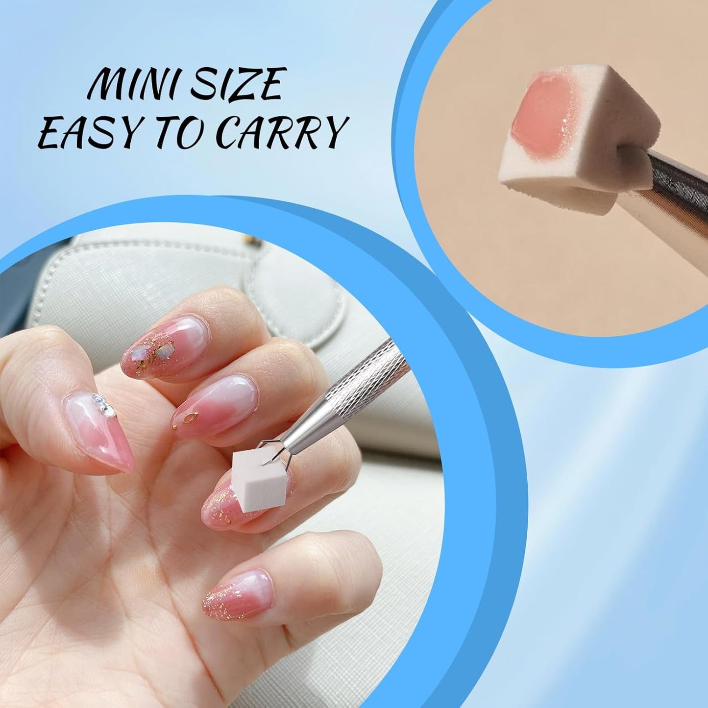 Eiito 100 Stück Weiche Nagelschwämme Für Ombre, Mit 2 Greifstift, Aura-Maniküre-Nailkunst-Werkzeuge (zilver + goud)