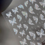 Aurora Muschel Schmetterling Nagelsticker Weiß Schmetterlinge Nagelsticker Gelee Relief Butterfly Nagelaufkleber Y2K Vlinders Nagelsticker Nägel Nageldesign Nagel Zubehör Nail Art Stickers Nailart