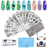 Biutee Nail Stamper 30-delige nagelstempelset nagelsjabloon nagelstempel dieren bloemen afbeeldingen nagelstempelplaat met 2 stempels 2 schrapers nageldesign accessoires Franse nagelstempel