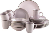 Moderne 6-persoonsserviesset met koperen rand, 24-delig randloos bekervormig combinatieservies, lavendel
