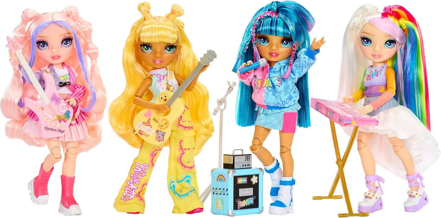 Rainbow High Junior High Rock Band - Amaya, regenboogkleuren - 23 cm modepop met toetsenbord, aanpasbaar met stickers, scharnierend, schattig speelgoed voor kinderen vanaf 4 jaar