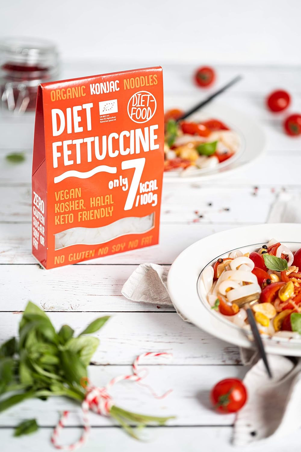 Fettuccine Konjac Noodles Bio Shirataki Diet-Food - 300 g, koolhydraatarm, suikervrij, keto, veganistisch, caloriearm, glutenvrij en eivrij, gemaakt van Konjac-meel