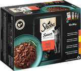 Sheba Sauce Collection Natvoer voor katten, geportioneerde zakjes, zout multipack, 4x12x85g