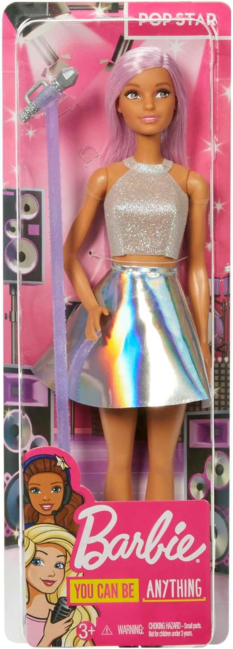 Barbie popster pop gekleed in sprankelende rok met microfoon en roze haar Cadeau voor kinderen van 3-7 jaar JCW42 Dazzling Dolls Naty Shop