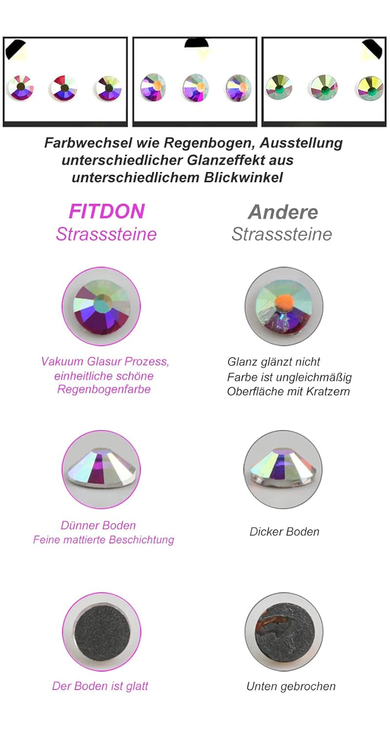 3200 nagelstenen set FITDON veelvormige glazen AB-stenen en heldere diamantglitter AB-stenen voor nagelkunstdecoratie doe-het-zelf-sets sieraden sleutelhangers nagelaccessoires