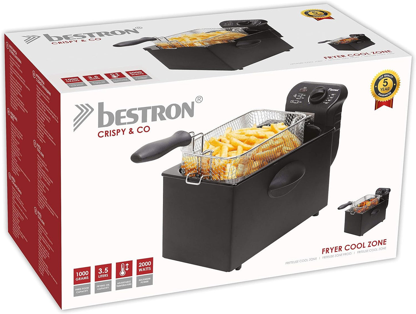 Bestron oliefriteuse met koudezonetechnologie, 3,5 liter, 2000 watt Apparaten Naty Shop