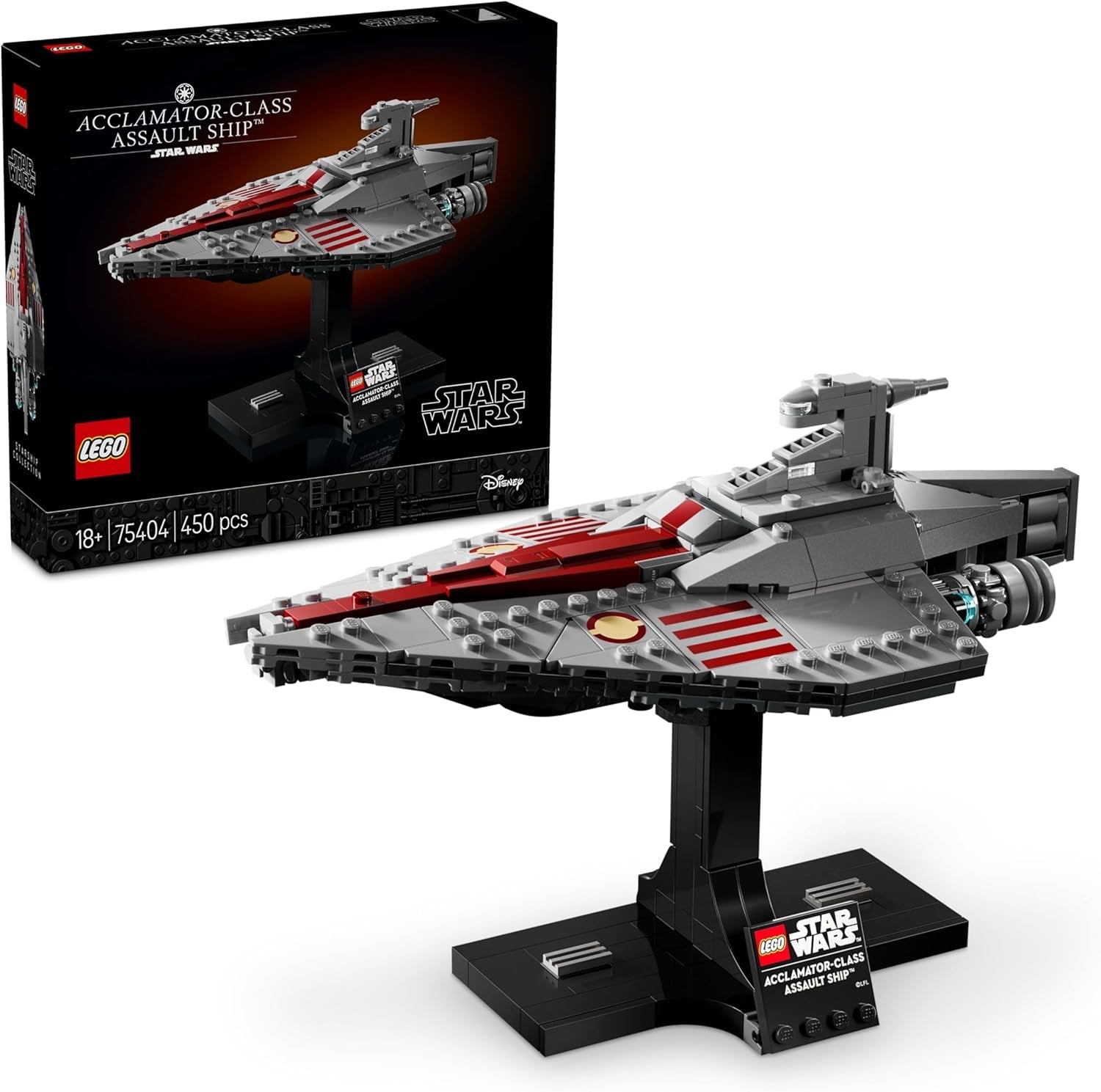 LEGO Star Wars 75404 Acclamator Class aanvalsschip uit Attack of the Clones - ruimteschip om te verzamelen, bouwen en tentoon te stellen - fantasiebouwset - cadeau voor volwassenen en tienerfans Bouwsets Bekijk de standaardtitel van de LEGO Store