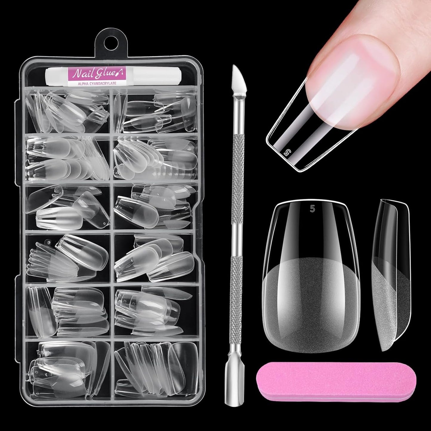 Volledige dekking korte nagels 120 stuks 12 maten Korte nageltips voor gelnagels Lijm op kunstnagels Lijm op nagelvijlset Nagelpolijstmachine Nagelriemschuiver