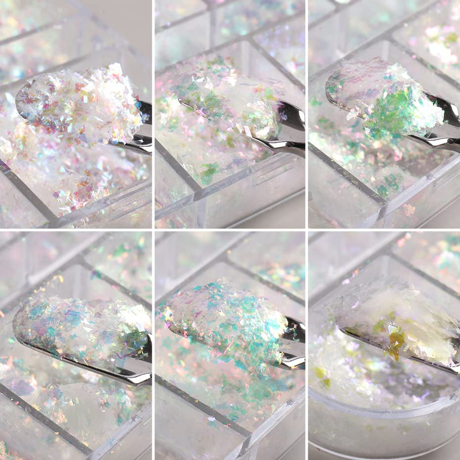 JMEOWIO Nagelglitter 12 roosters Aurora Nail Art decoratieaccessoires nageldesign
