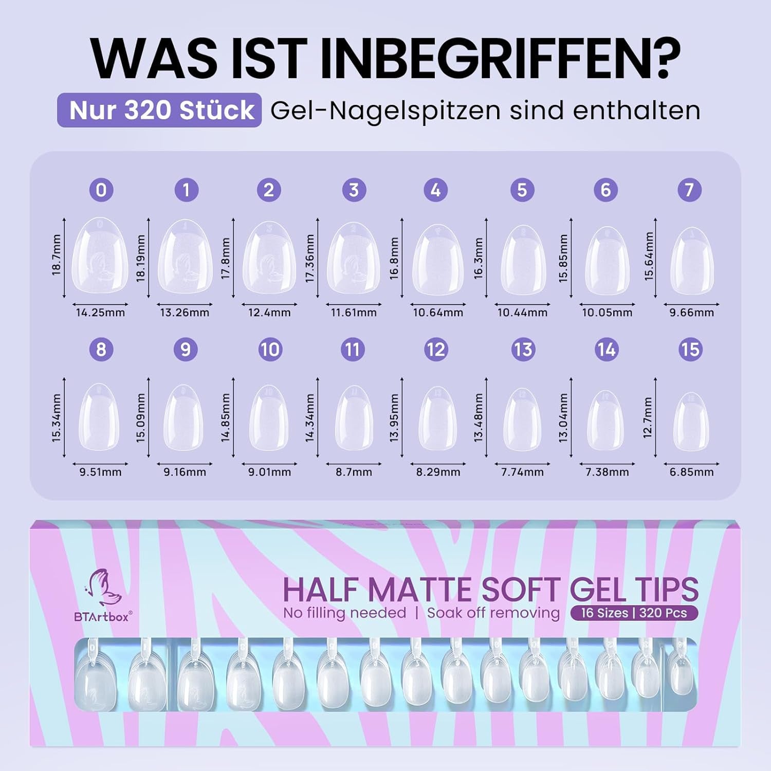 Btartbox Extra Korte Amandelnageltips - Volledige dekking Gel X Soft XS Gelnageltips - Voorgevormde semi-matte voor brede nagels Salon 320 stuks