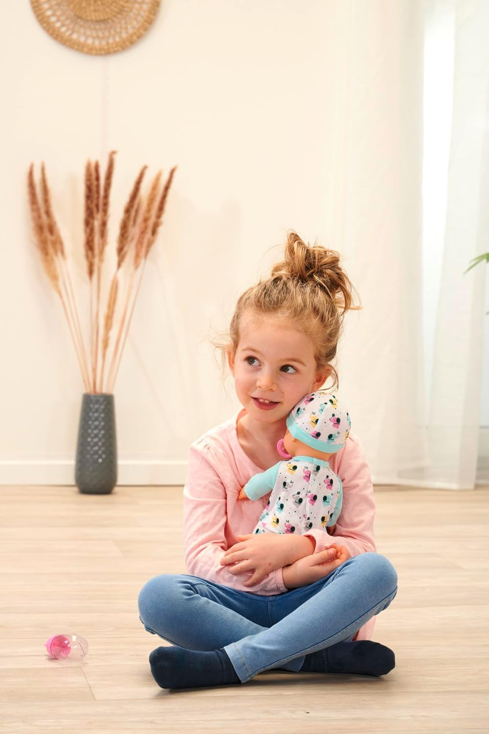 Babypop van 30 cm van vinyl met drink- en drinkfunctie, fles en fopspeen, vanaf 2 jaar