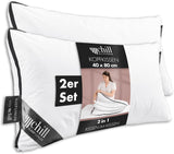 Kussen 80X80 Cm - 2 in 1 design - kussen in kussen - ademend en wasbaar groot slaapkussen en 100% vegan - 2 kussens 3 opties - kussen met 600G & 1200G vulling Naty Shop standaard kussens Premium kussen Set van 2 - 40 X 80 Cm