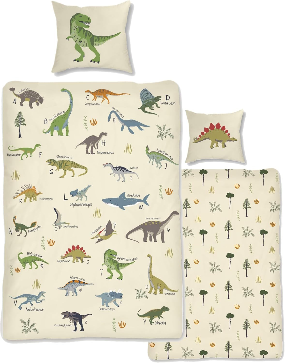 Skybrands Dino Bedtuchen 135X200 Jungen Bedtuchen Dinosaurier Baumwolle 2Tlg Kinder Bedtuchen Dinosaurier 135X200 + Beutel Naty Shop Standaardtitel
