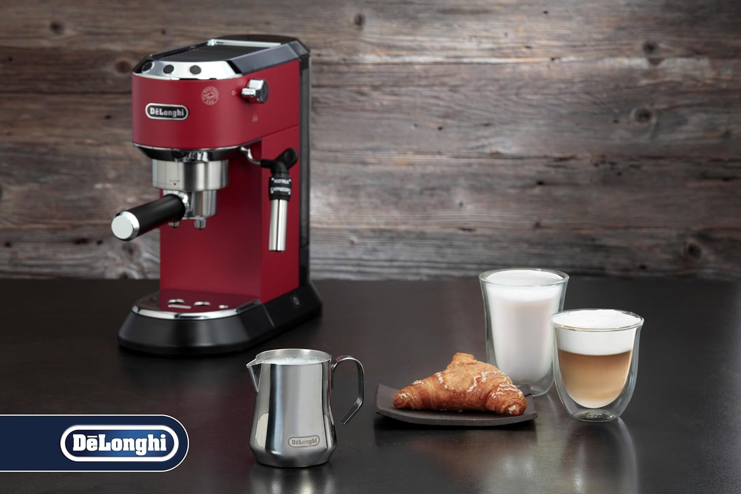 De'Longhi Melkkan DLSC060, melkkan voor handmatig opschuimen, ergonomische handgreep, inhoud 350 ml, roestvrij staal