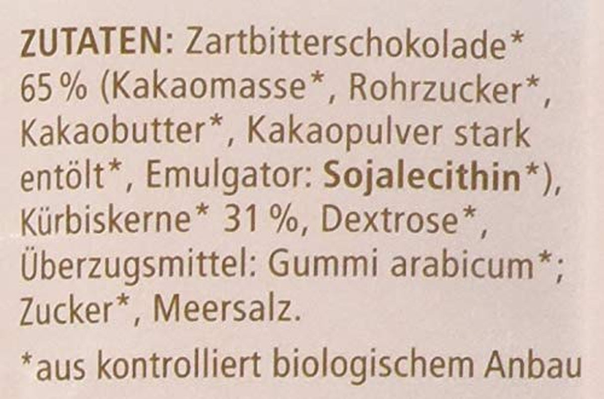 Landgarten Biologische pompoenpitten in pure chocolade - Veganistische geroosterde chocoladesnack met pompoenpitten - Bron van magnesium - 1 x 50 g
