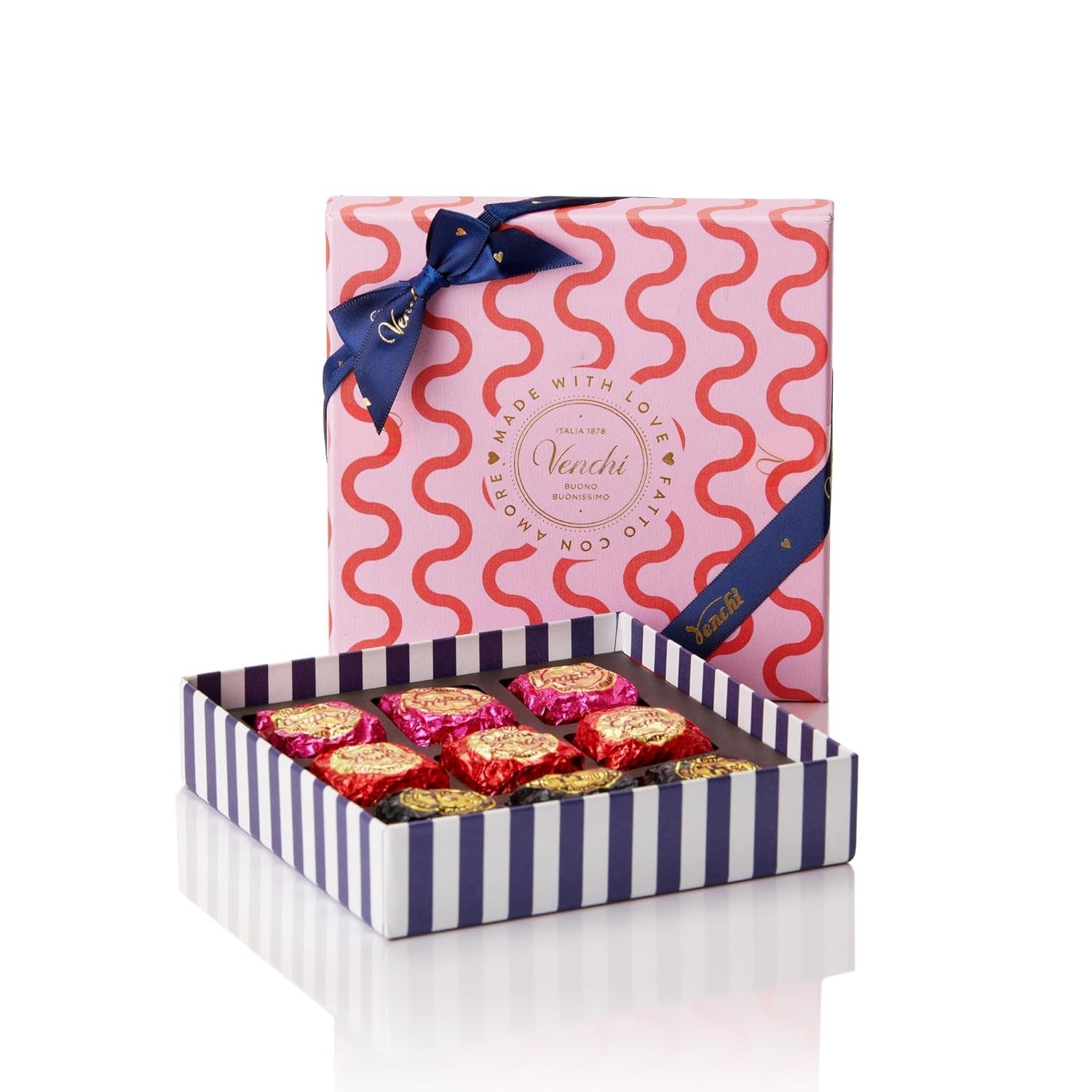 Venchi - Doos met 9 verschillende chocolaatjes, 175 g, glutenvrij, zonder kunstmatige kleurstoffen of bewaarmiddelen, cadeau-idee voor Valentijnsdag