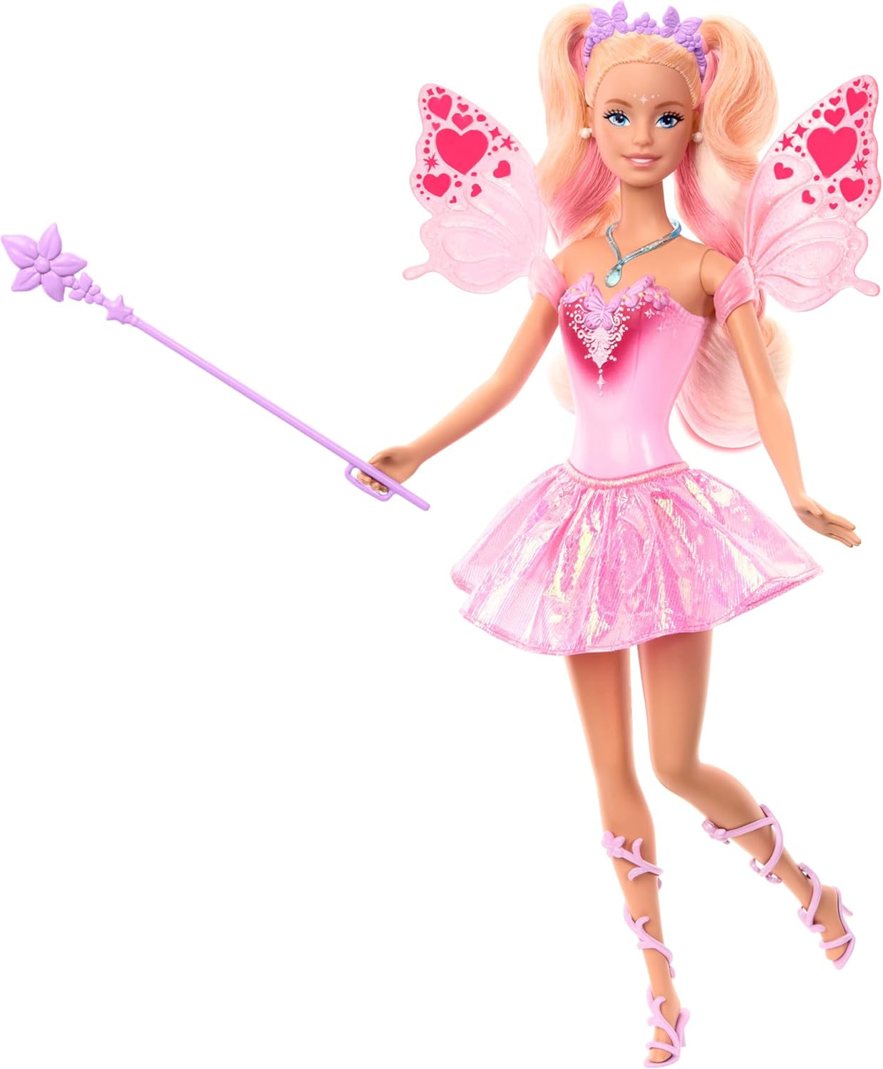 Mattel Barbie-popfee met speelgoedstaf en mode-accessoires, fantastisch thema met vleugels en kleurwisselende outfit, JCP76, [veelkleurig] Naty Shop Dolls standaardtitel