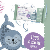 Cleanic Baby Eco Pure Water Vochtige Doekjes – (1 x 50 st.) Vochtige doekjes voor kinderen en zuigelingen – geurvrij, doorspoelbaar, gevoelige huid – 50 st.