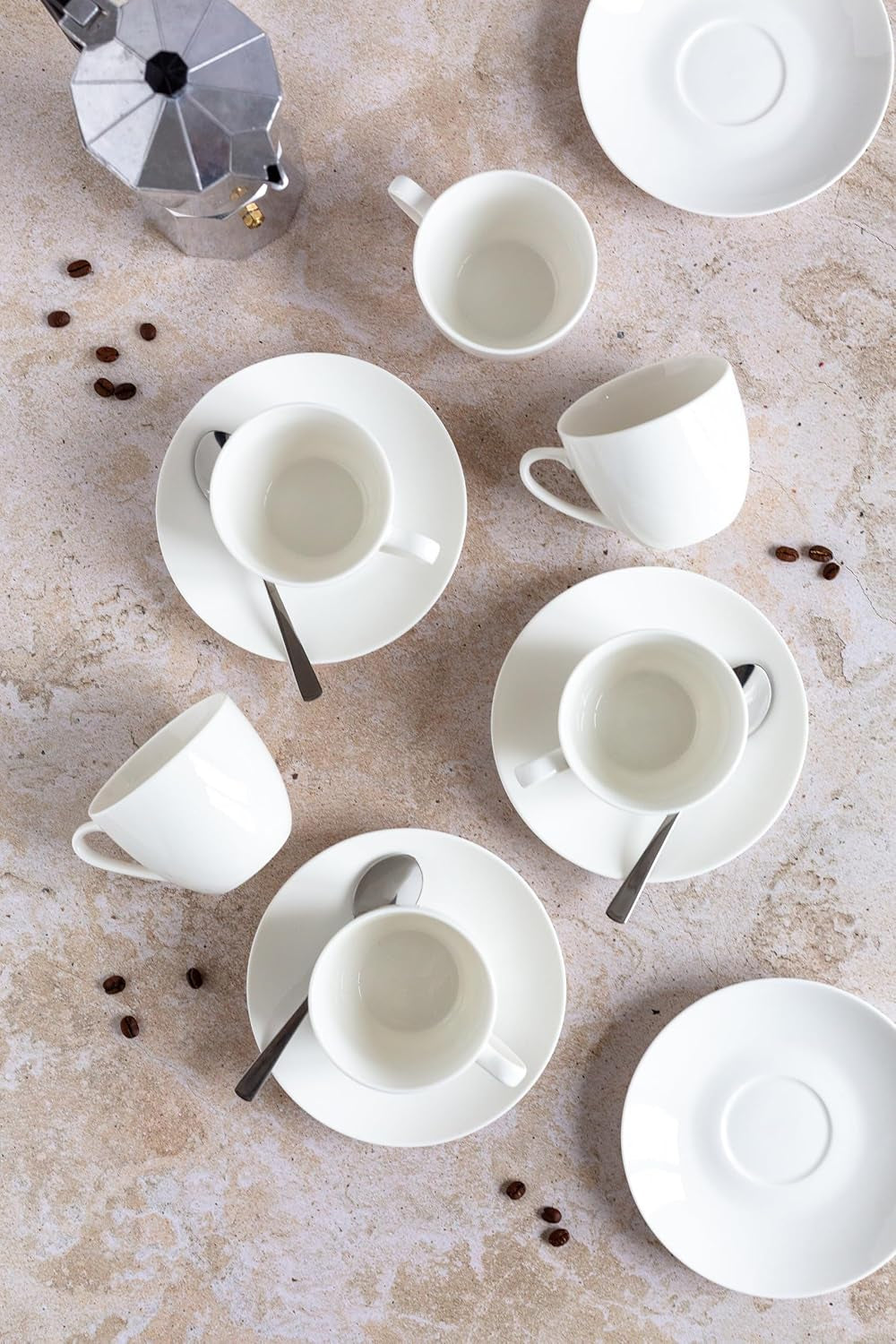 MÄSER 934105 Belmira-serie, klassieke koffieset voor 6 personen, 18-delige koffieset, tijdloos, elegant, delicaat, porselein, wit