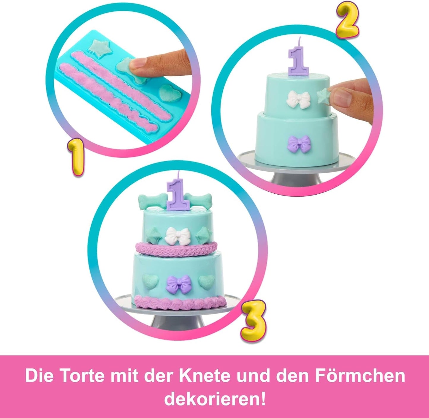 Barbie feestpop zonder doos en accessoires Birthday Pet Series 10 Surprise Party Star Set inclusief kleurveranderingseffect en taartdecoraties JFG72